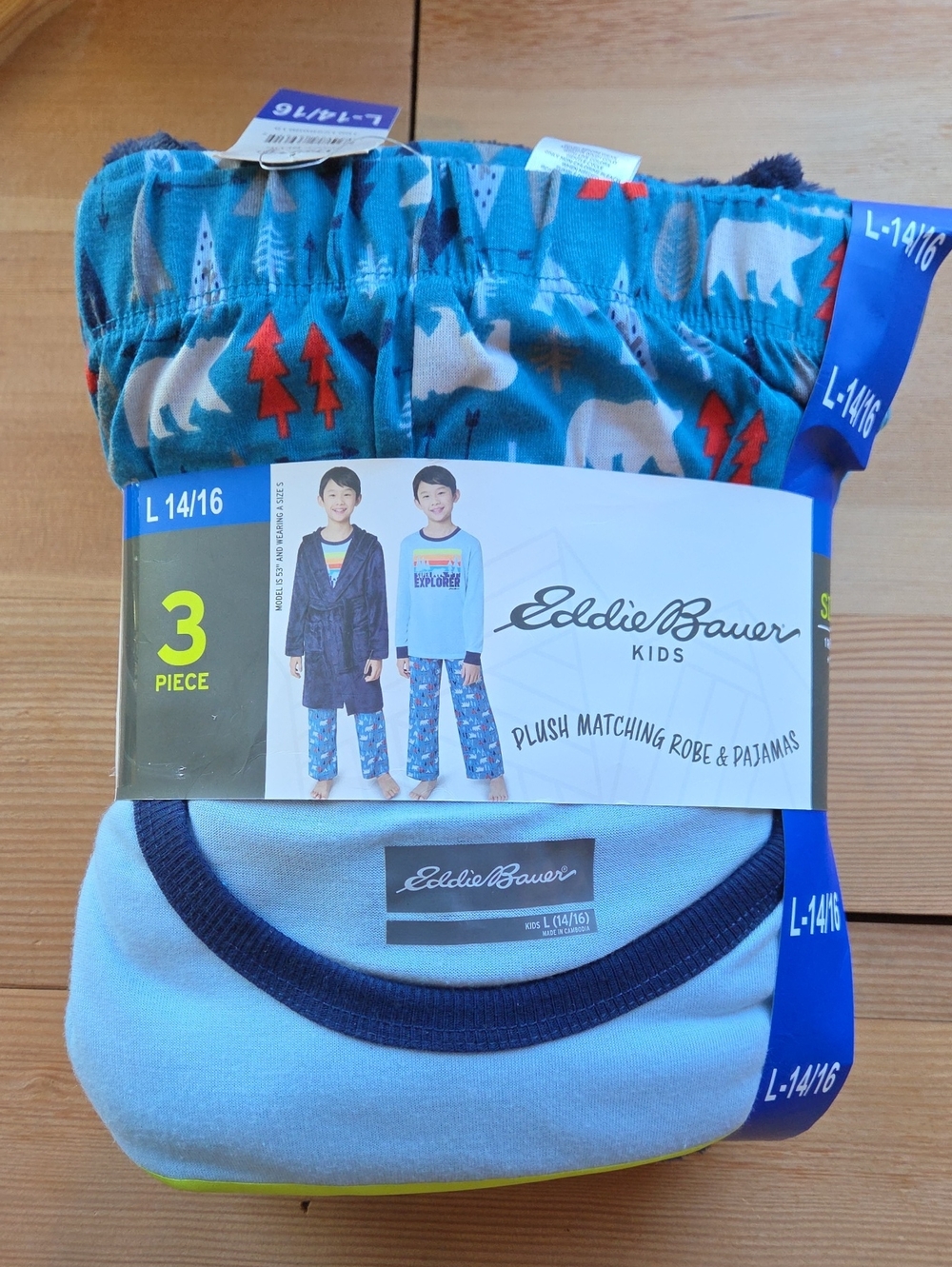 Eddie Bauer Kids Blue Polar Bear 3-Piece Pajama Set with Robe